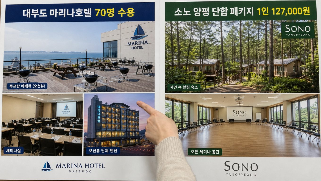 70명 규모 중소기업 1박2일 워크샵 장소는 어디가 적합할까요?