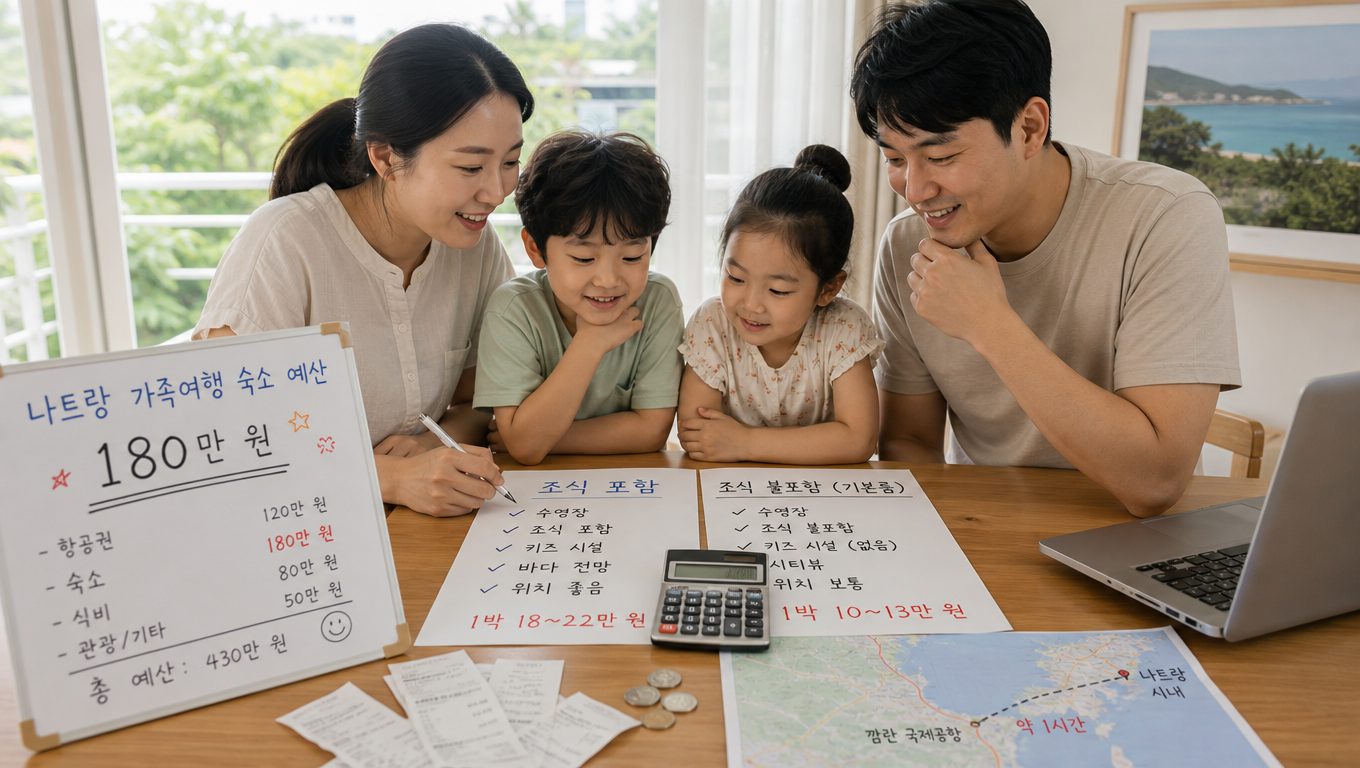 가족여행 숙소 예약 시 비용을 가장 크게 좌우하는 요소는 무엇인가요?